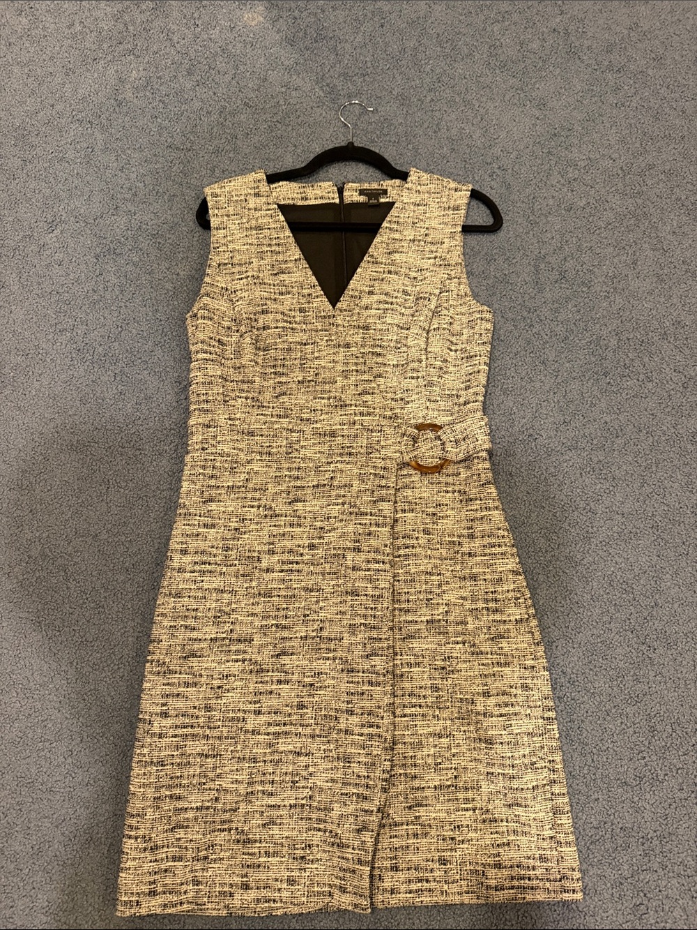 Ann Taylor Tweed Sheath Dress in Cream and Black